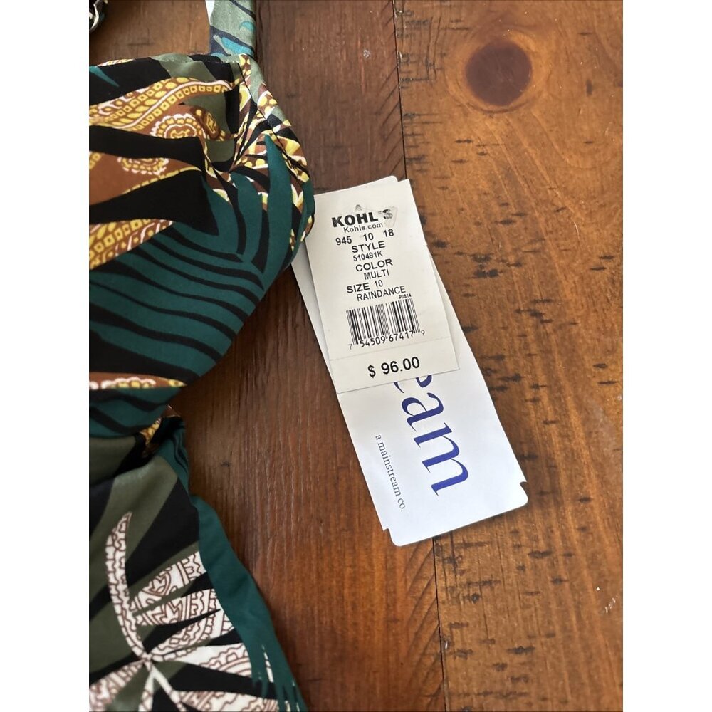 Upstream Ladies One Piece Swimsuit Size 10 NWT Green Floral - Picture 2 of 6